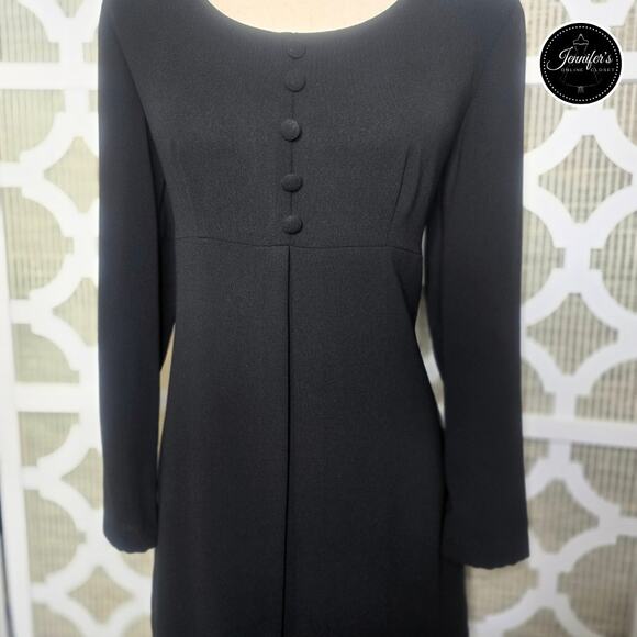 CDC Black (5) Button Split Overlay Long Sleeve Dress Size 10 - Picture 4 of 11